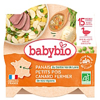 BABYBIO Pastinák s hráškom a farmárskou kačicou 260 g