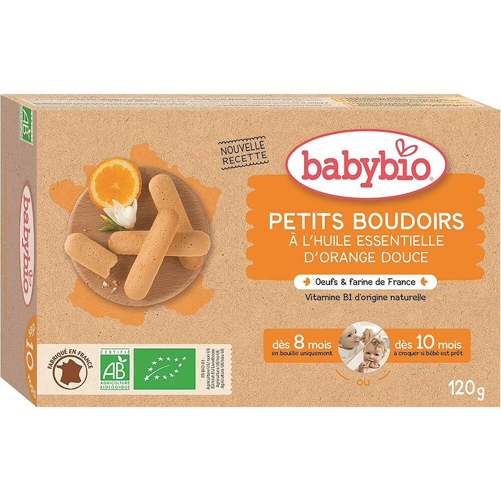 BABYBIO Piškóty s esenciálnym olejom sladkého pomaranča 8m+ 120 g
