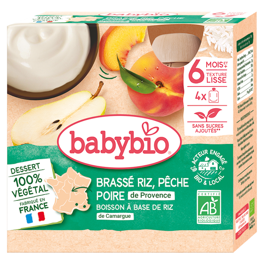 Babybio BIO broskyňa a hruška ryžová kaša 4x85 g kúpite na Mojalekaren.sk