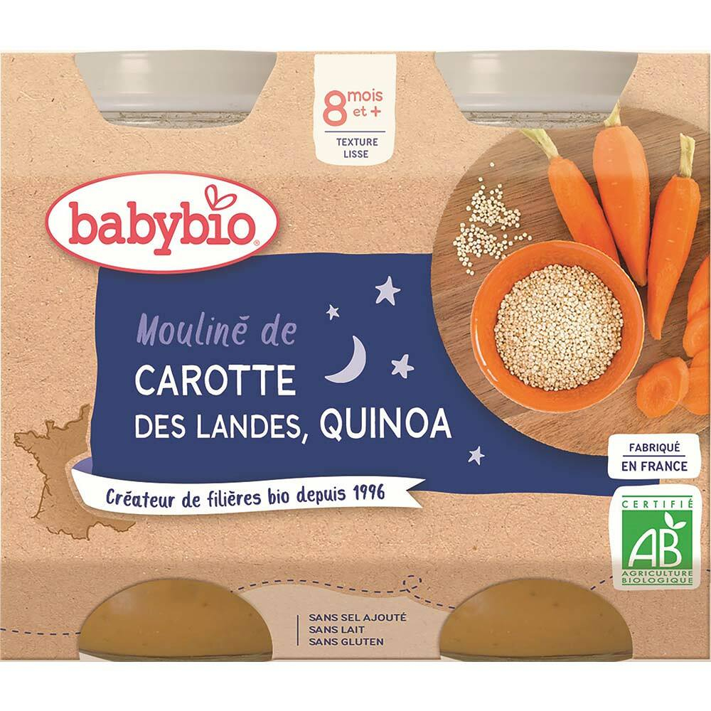 E-shop BABYBIO večerné menu mrkvovej Moulin a quinoa 2x200 g