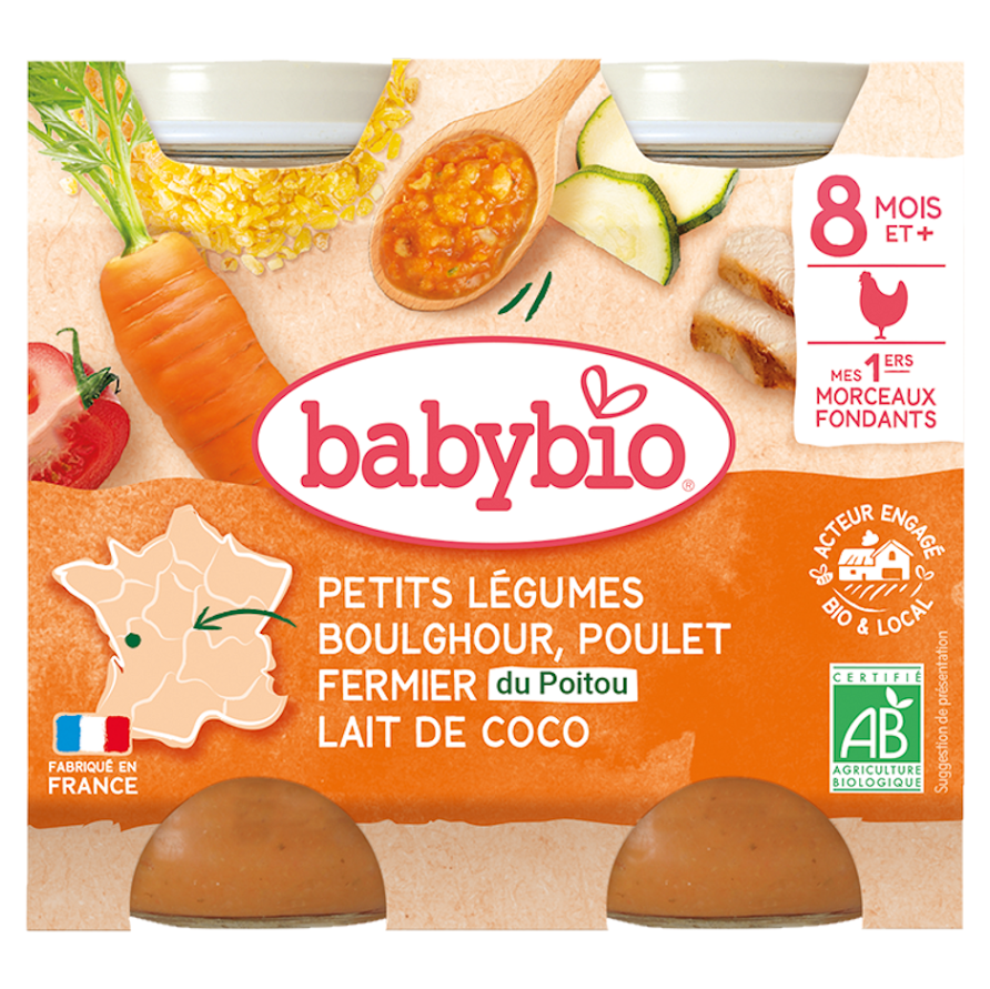 BABYBIO Zelenina s bulgurom, kuraťom a kokosovým mliekom BIO 2 x 200 g kúpite na Mojalekaren.sk
