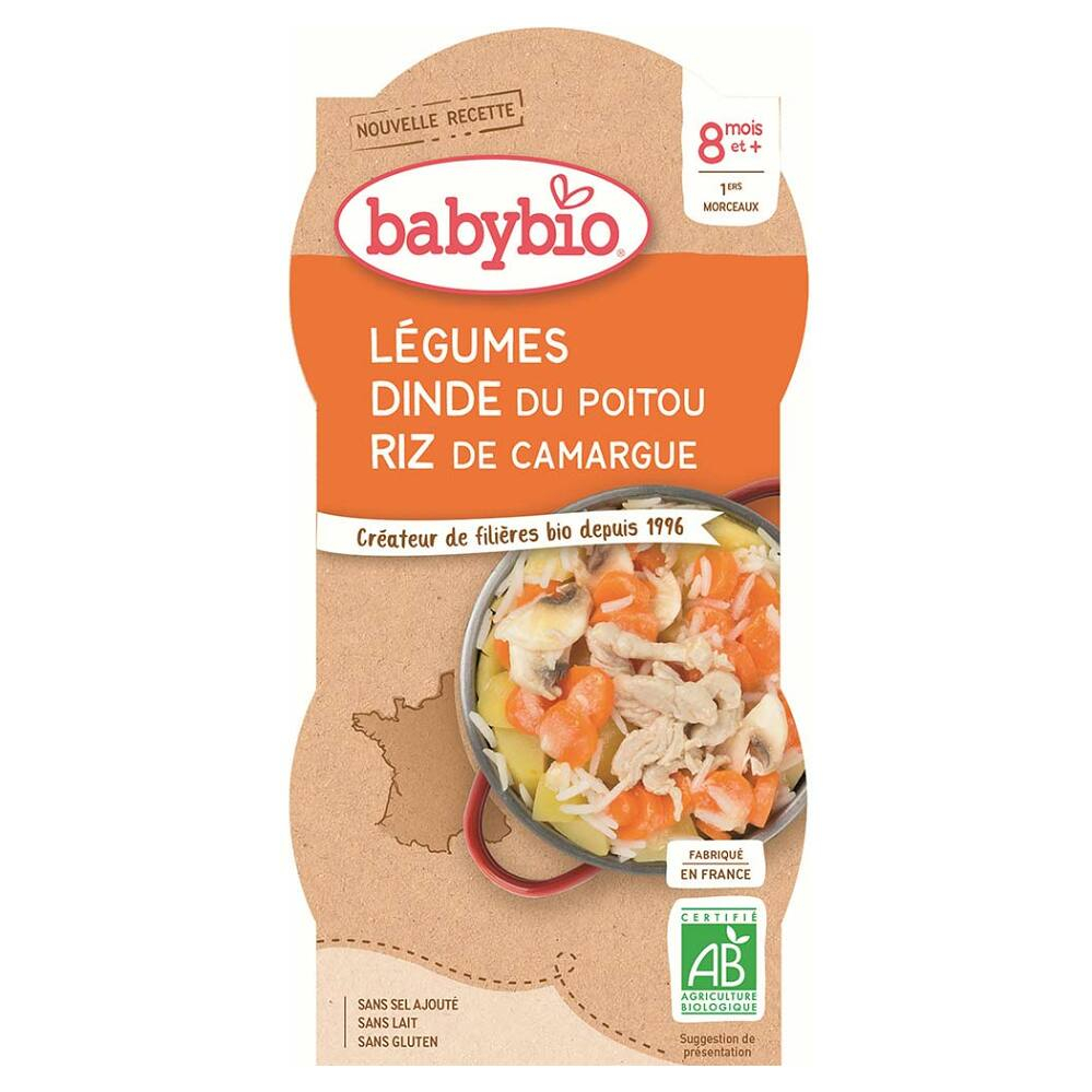 E-shop BABYBIO menu zelenina s morčacím mäsom a ryžou 2x200 g
