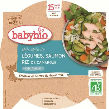BABYBIO menu zelenina s lososom a ryžou 260 g