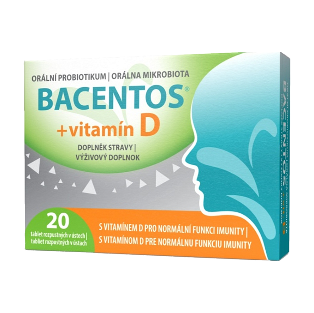 BACENTOS + vitamín D orálne probiotikum 20 tabliet