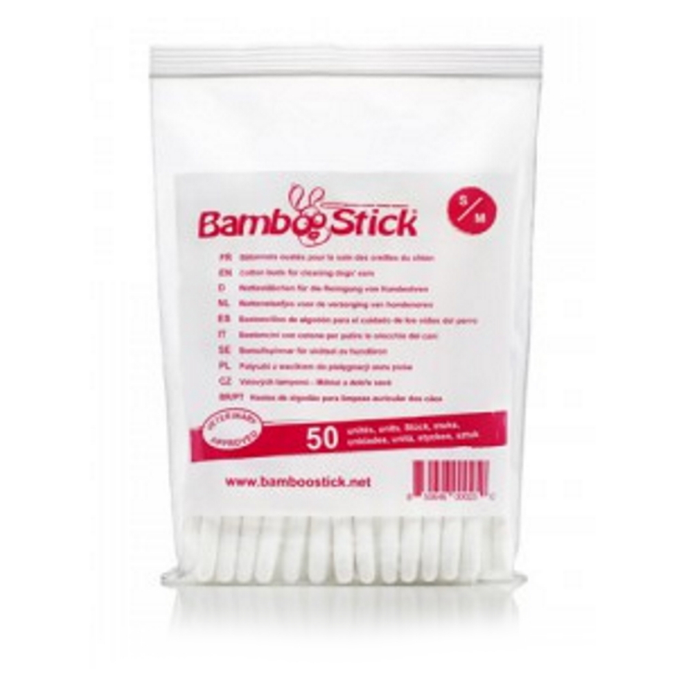 E-shop BAMBOOSTICK Vatové tyčinky na čistenie uší psov S/M 50 ks