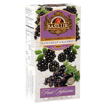 BASILUR Fruit Blackcurrant & Blackberry ovocný čaj 25 vrecúšok