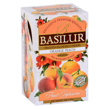 BASILUR Fruit orange peach ovocný čaj obal 25 nálevových sáčkov.