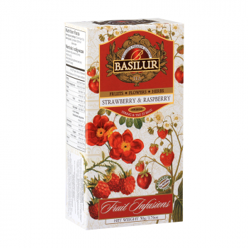 BASILUR Fruit Strawberry & Raspberry ovocný čaj 25 vrecúšok