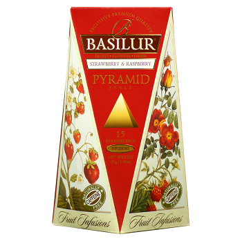 BASILUR Fruit Infusions Strawberry & Raspberry pyramid ovocný čaj 15 sáčkov