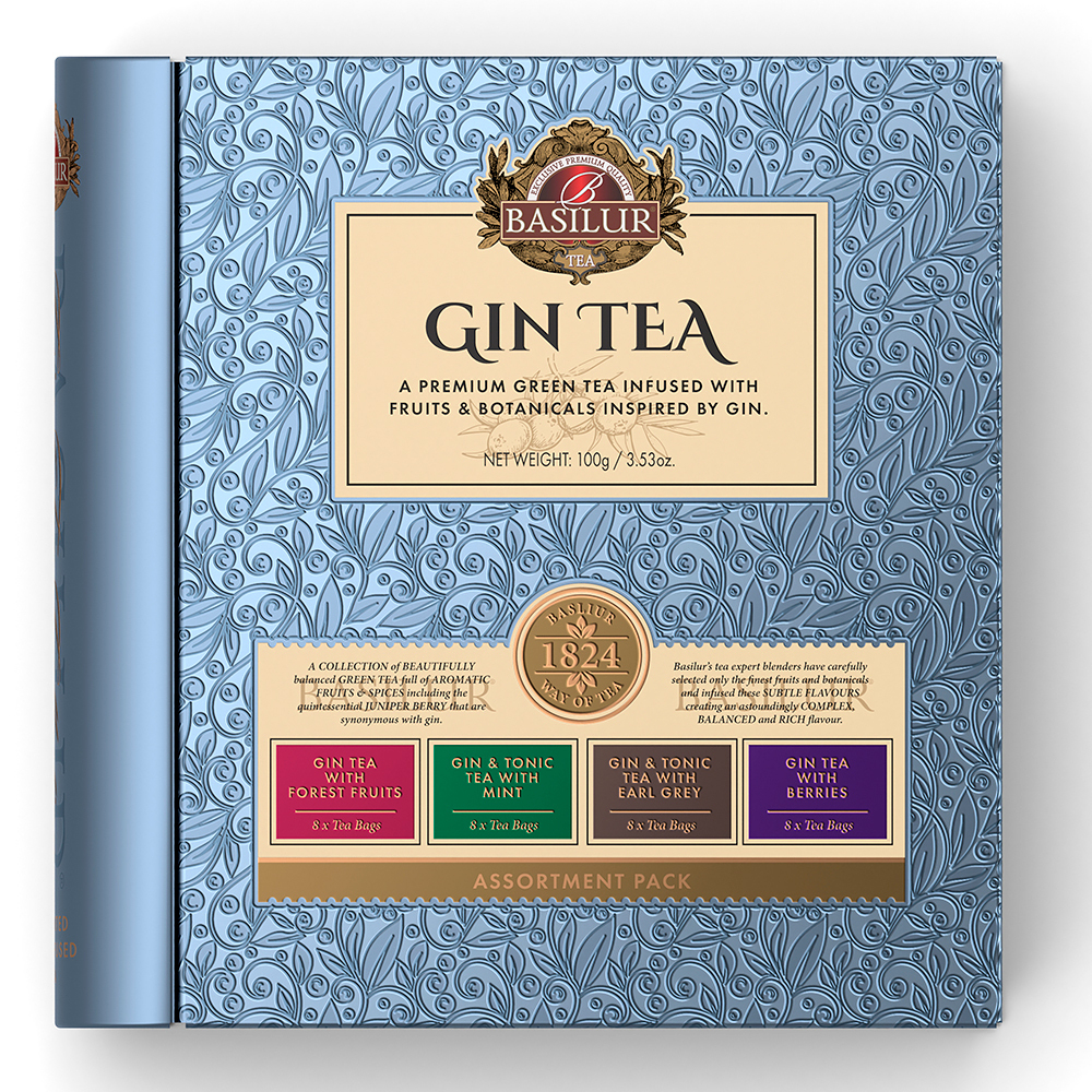 BASILUR Gin & tonic tea blue book assorted zelený čaj 32 sáčkov