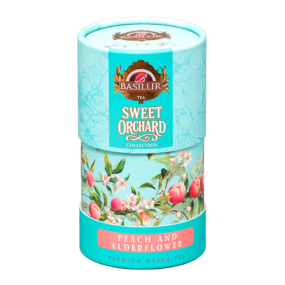 BASILUR Sweet orchard peach & elderflower zelený čaj 75 g