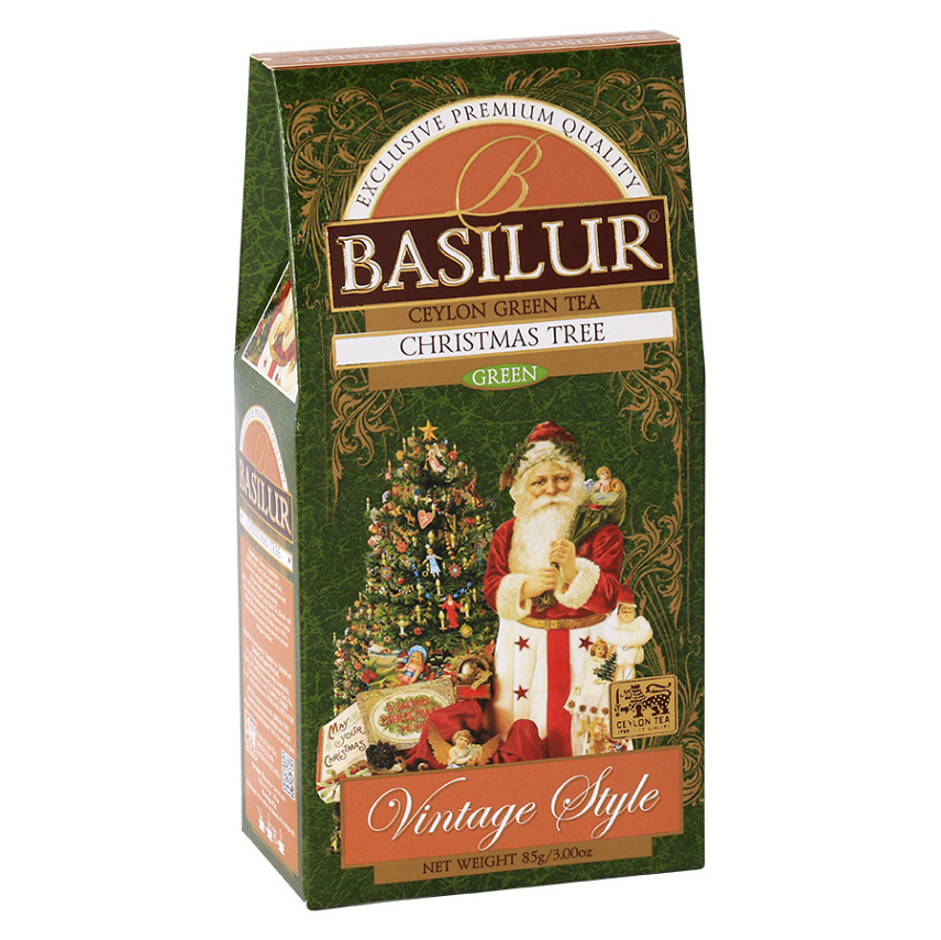 BASILUR Vintage Style Christmas Tree zelený čaj 85 g