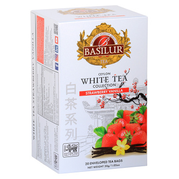 BASILUR White Tea Strawberry Vanilla biely čaj 20 vreciek