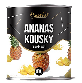 BASSTA Ananás kúsky v sladkom náleve 850 g (Nakládaná zelenina a ovocie)