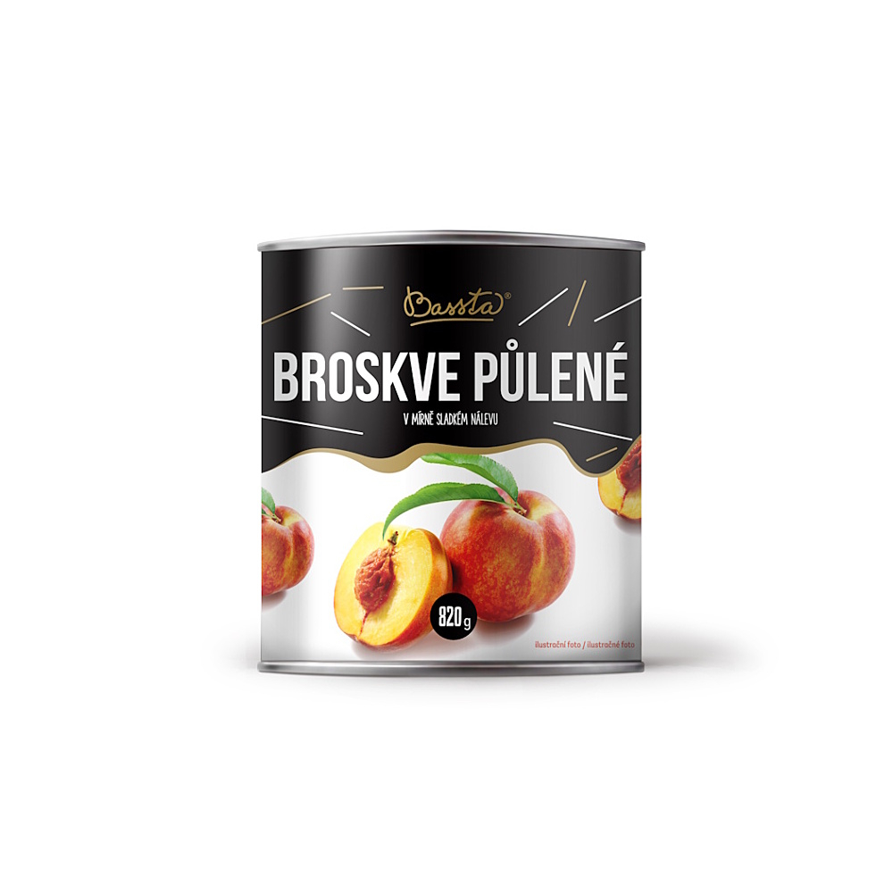 E-shop BASSTA Broskyne polené v mierne sladkom náleve 820 g