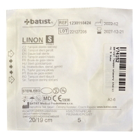 Tampón z gázy stačí. sterilný Linon 20 x 19/5 ks Batist