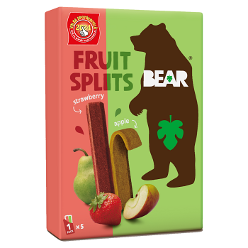 BEAR Fruit splits jahoda a jablko 5 x 20 g (Tyčinky) - Sladké - obrázok 1/2