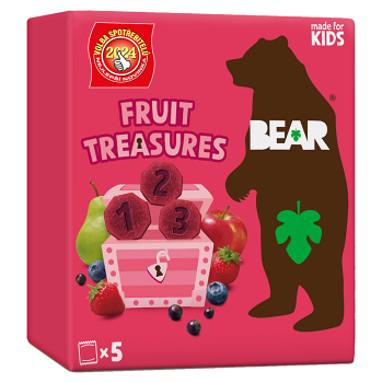 BEAR Fruit treasures berry jahoda a čučoriedka 5 x 20 g (Ovocné plátky) - Sladké