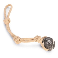 BEEZTEES Minus One hračka pre psov tenisová loptička s lanom a popruhom na ruku priemer 6 cm 1 ks