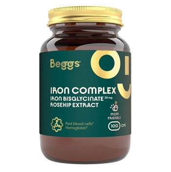 BEGGS Iron bisglycinate 20 mg + rosehip extract 100 kapsúl (Železo) - Viaczložkové