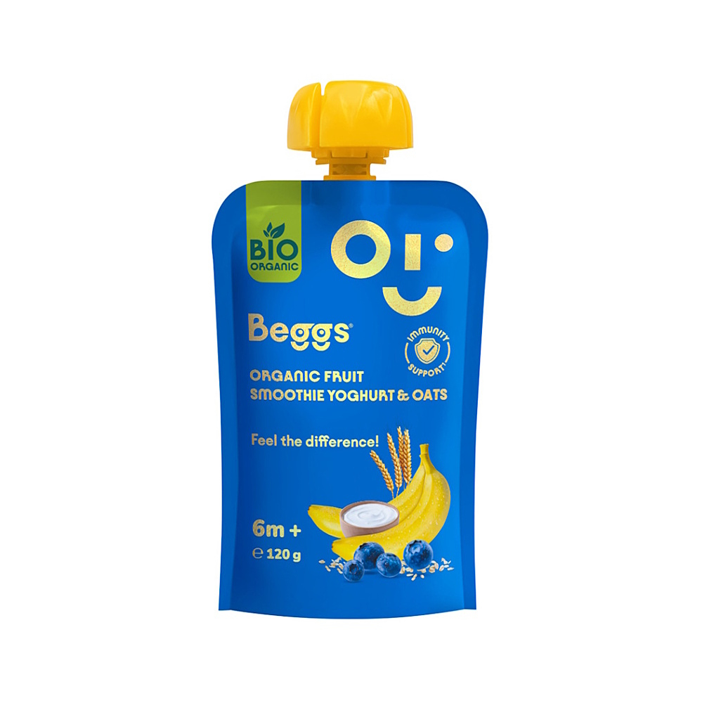 BEGGS Smoothie s ovocím jogurtom a ovsenými vločkami 6m+ BIO 120 g