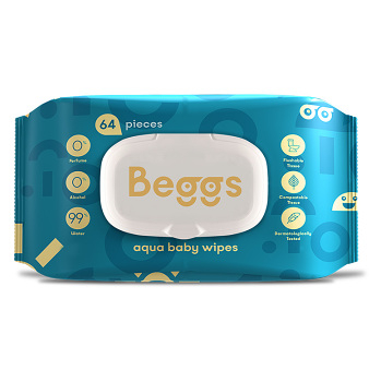 BEGGS Vlhčené splachovateľné obrúsky 64 kusov (Detské vlhčené obrúsky) - Hypoalergénny