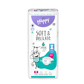 BELLA HAPPY Baby junior extra 48 kusov (Plienky 6 (15 a viac kg)) - Hypoalergénny