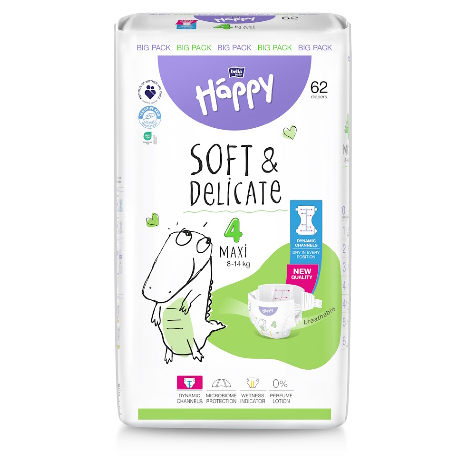 bella HAPPY Soft&Delicate 4 Maxi detské plienky (8-14 kg) 62 ks kúpite na Mojalekaren.sk
