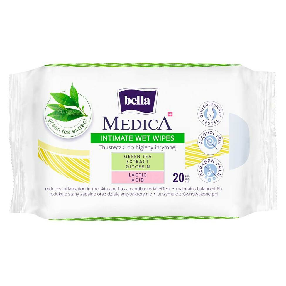 BELLA Medica Green Tea Extract vlhčené obrúsky na intímnu hygienu 20 ks