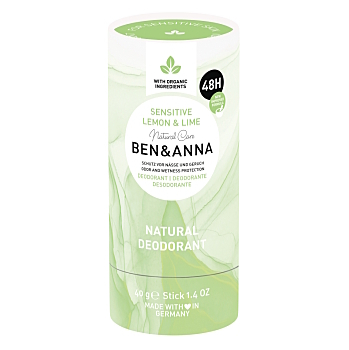 BEN & ANNA Lemon & LimeTuhý dezodorant Sensitive 40 g (Prírodné dezodoranty a antiperspiranty)