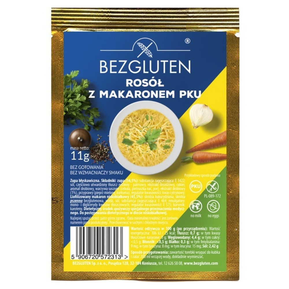 E-shop BEZGLUTEN Polievka PKU kurací vývar s rezancami nízkobielkovinový 11 g