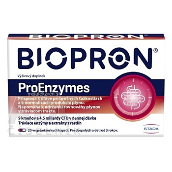 BIOPRON ProEnzymes 20 kapsúl (Výživové doplnky s lyzátmi, enzýmami a nukleotidmi) - Viaczložkové