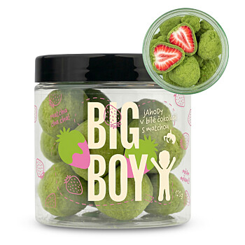BIG BOY Jahody v matcha a bielej čokoláde 120 g (Jahody) - Prírodné, Viaczložkové