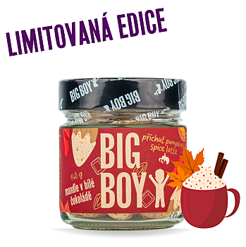BIG BOY Mandle v bielej čokoláde s príchuťou pumpkin spice latte 140 g (Orieškové krémy) - Sladké