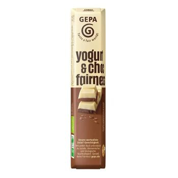 GEPA Čokoládová tyčinka z mliečnej a bielej jogurtovej čokolády BIO 45 g ​