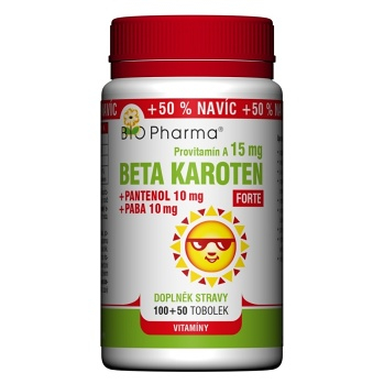BIO PHARMA Betakarotén Forte 15 mg + Pantenol + PABA 100+50 kapsúl