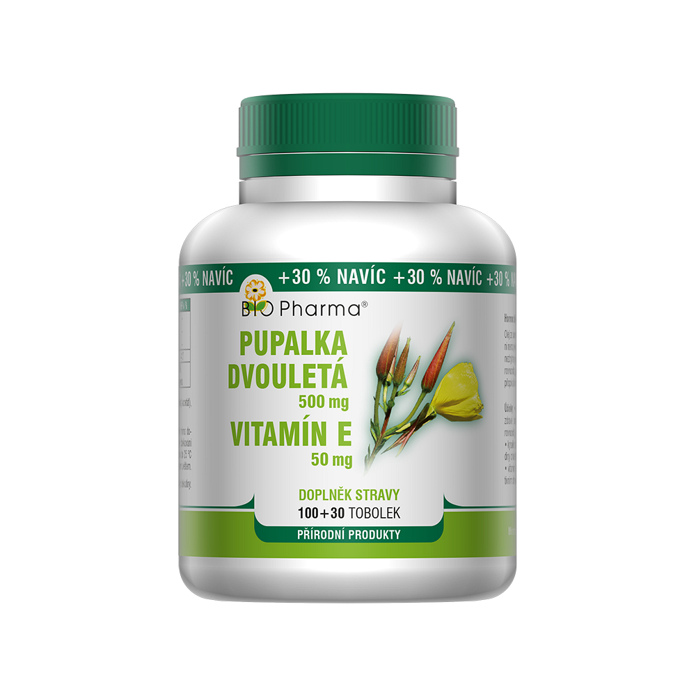 BIO PHARMA Pupalka dvojročná 500 mg Vit. E 50 mg 130 kapsúl