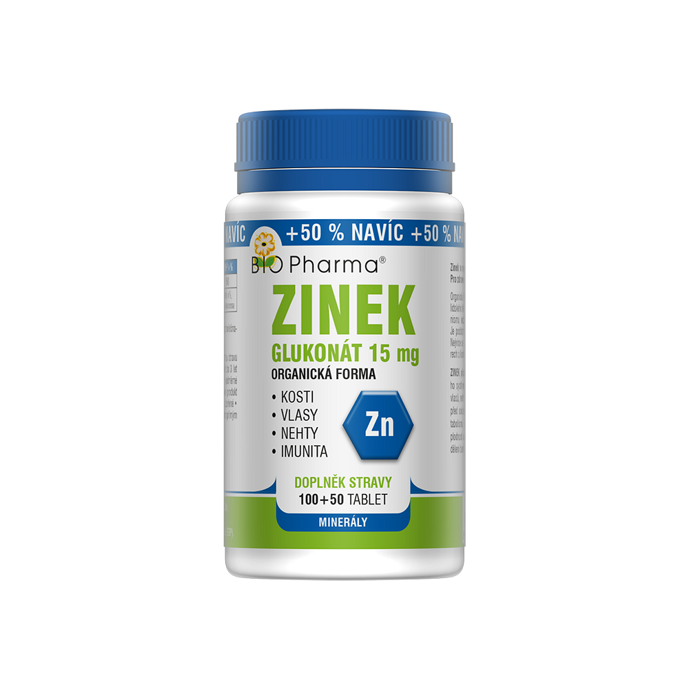 BIO PHARMA Zinok Glukonát 15 mg 100 + 50 tabliet kúpite na Mojalekaren.sk