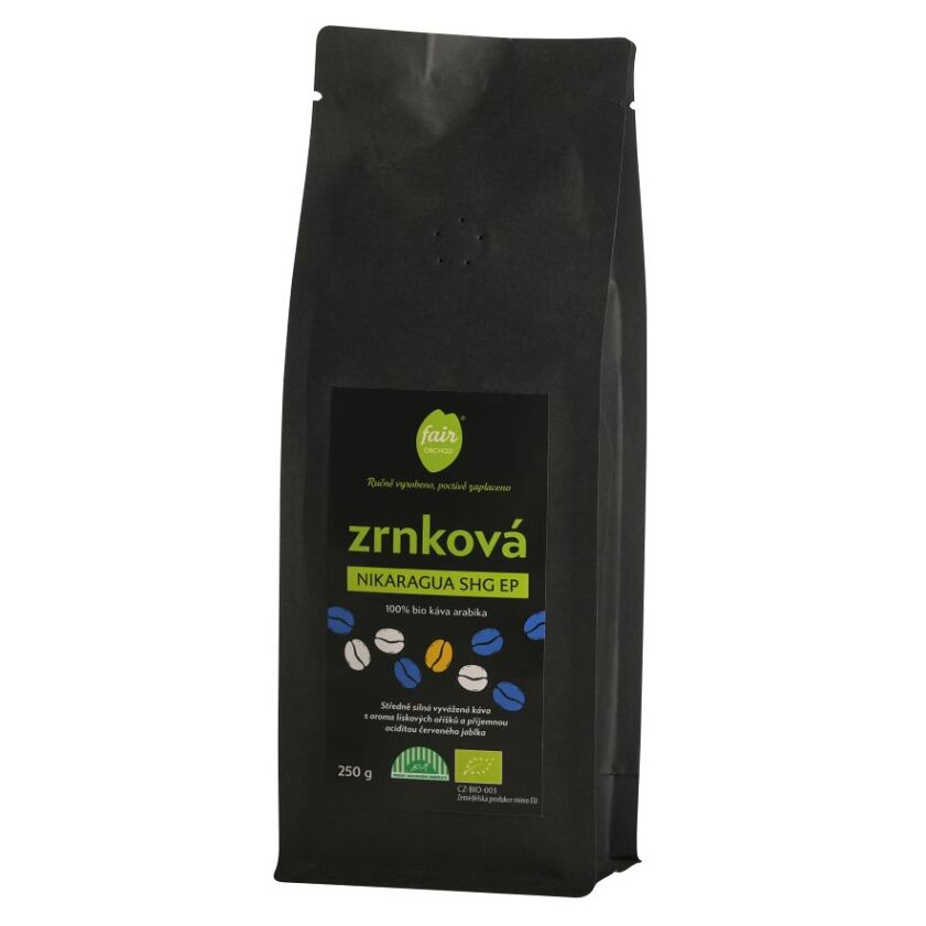 FAIROBCHOD Nikaragua SHG zrnková káva BIO 250 g