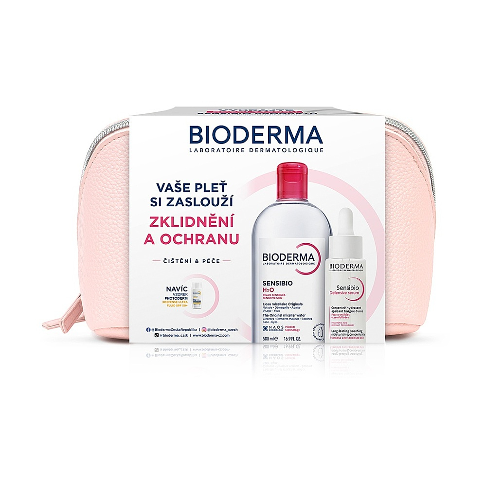 Bioderma Sensibio H2O 500 ml + Defensive sérum 30 ml + vzorka 1 kozmetický sada