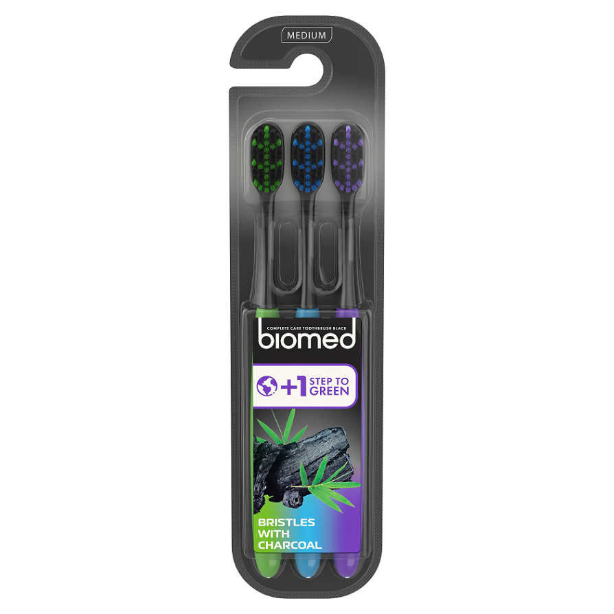 E-shop BIOMED Black Zubné kefky Medium 3 kusy
