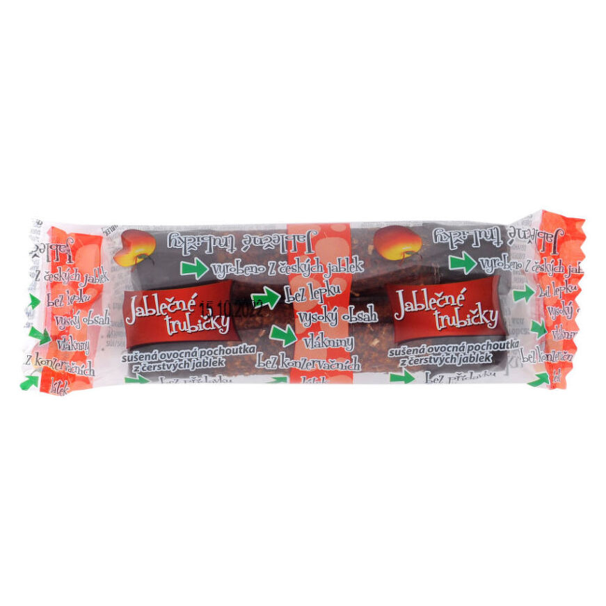 E-shop BIOPRODUKT JT Jablčné trubičky bezlepkové s čokoládovou polevou 24 g