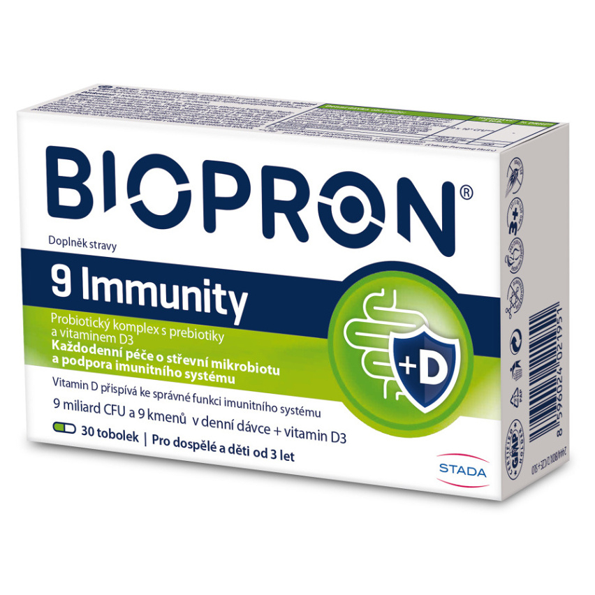 Biopron® 9 Immunity + vitamin D tobolky na ochranu črevnej mikroflóry 30 cps kúpite na Mojalekaren.sk