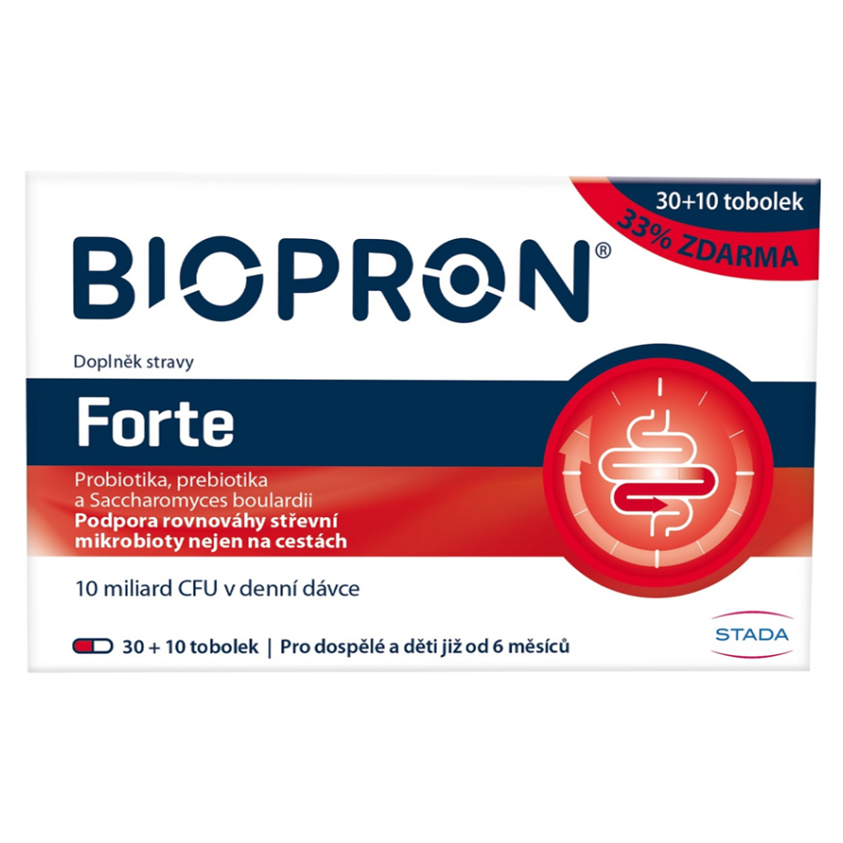 Biopron Forte probiotiká + prebiotiká na cesty alebo pri hnačke 30+10 toboliek kúpite na Mojalekaren.sk