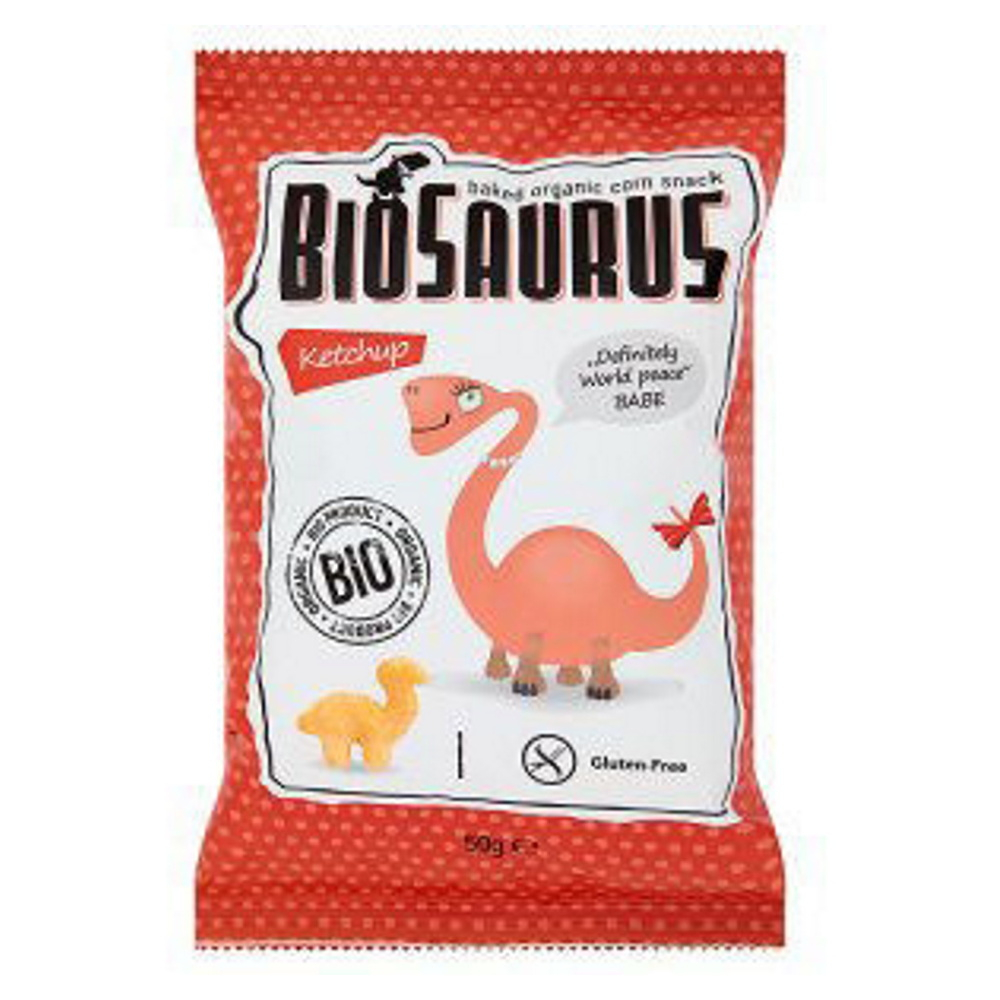 E-shop BIOSAURUS Bezlepkové kukuričné chrumky s kečupom BIO 50 g