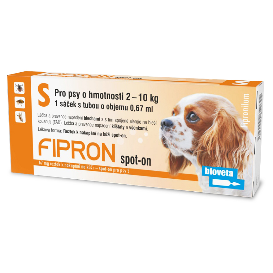 Bioveta Fipron 67 mg Spot-On Dog S sol 1 x 0,67 ml