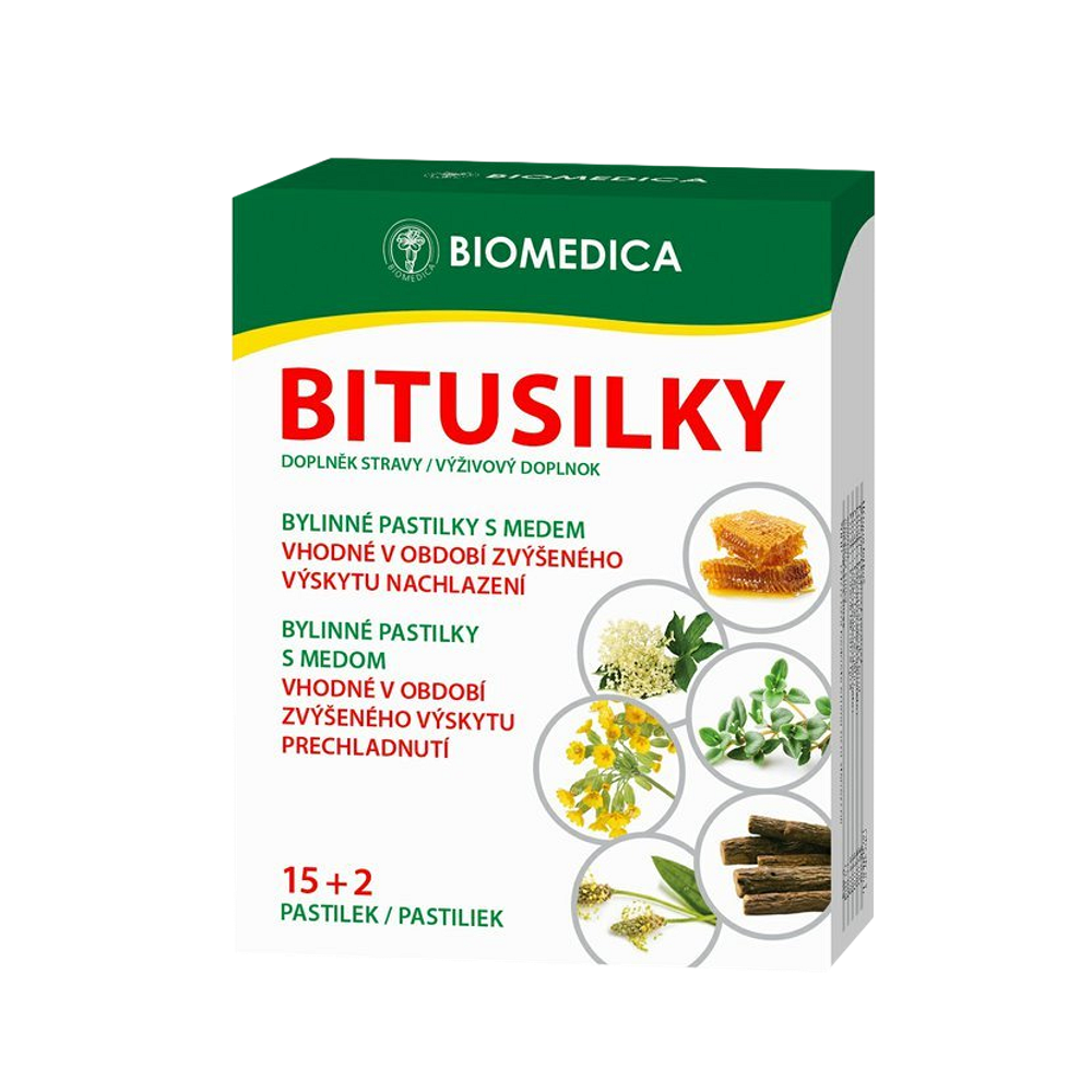 BIOMEDICA Bitusilky bylinné s medom 15+2 pastiliek kúpite na Mojalekaren.sk