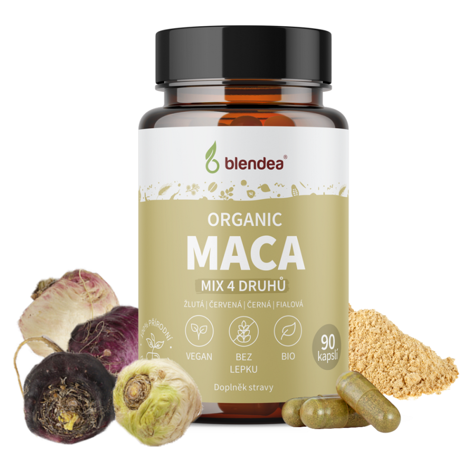 Blendea Organic Maca kapsuly na podporu fyzického a duševného zdravia 90 cps