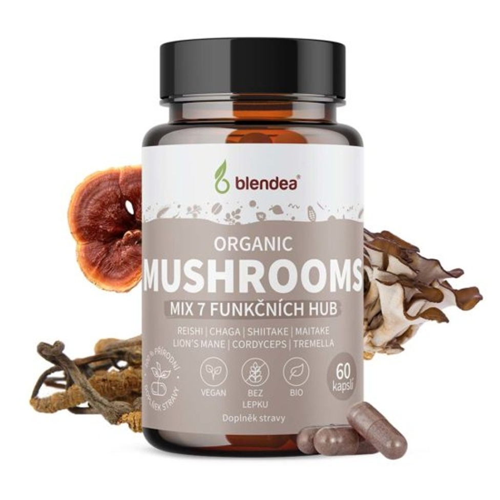 Blendea Organic Mushrooms kapsuly na udržanie vitality 60 cps