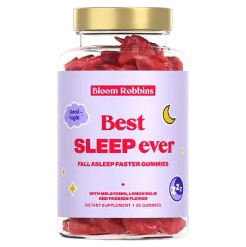 Bloom Robbins Best SLEEP ever - Fall asleep faster gummies žuvacie kocky na podporu spánku a regenerácie príchuť Mango 60 ks